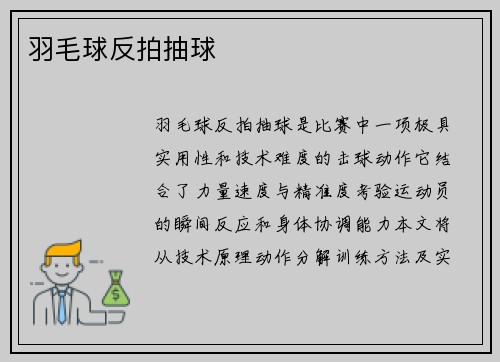 羽毛球反拍抽球